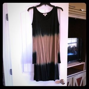 Long sleeve cold shoulder tie dye dress